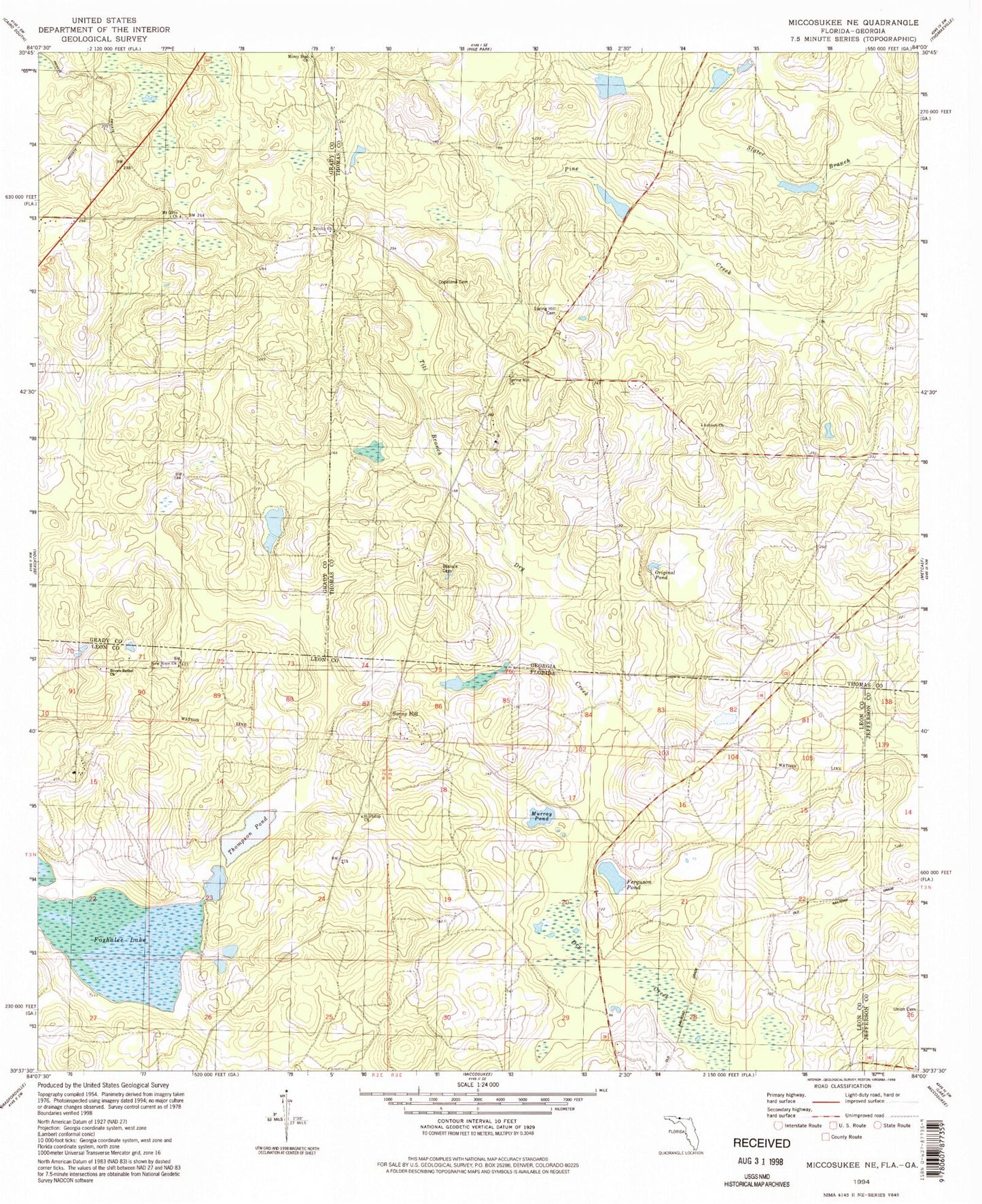 Classic USGS Miccosukee NE Georgia 7.5'x7.5' Topo Map Image