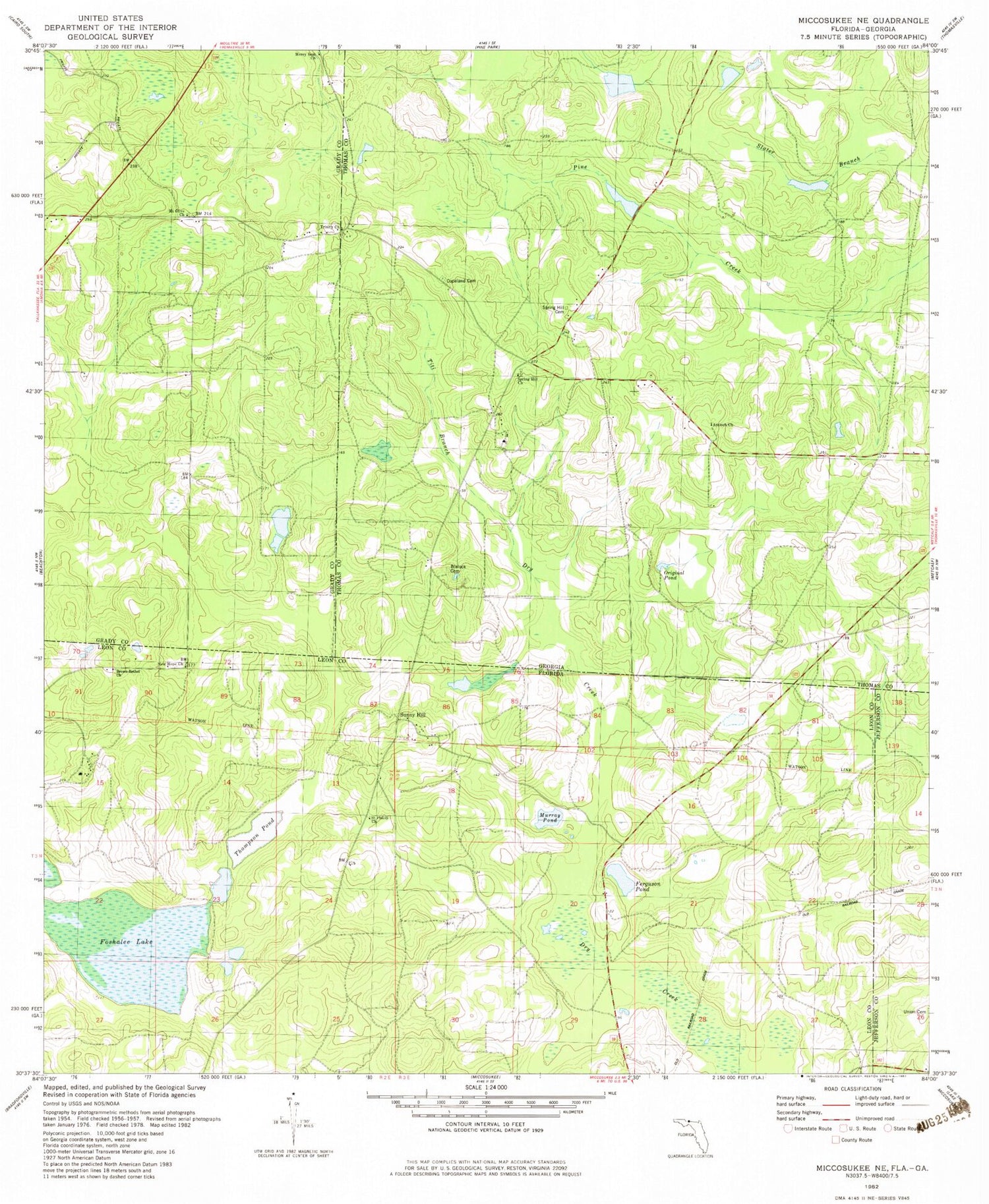 Classic USGS Miccosukee NE Georgia 7.5'x7.5' Topo Map Image