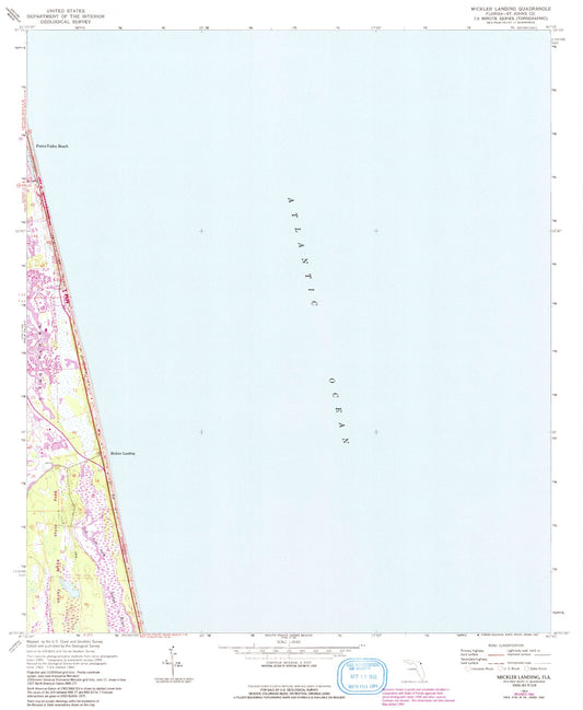 Classic USGS Mickler Landing Florida 7.5'x7.5' Topo Map Image
