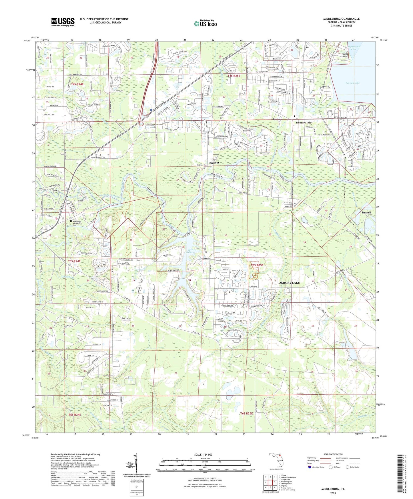 Middleburg Florida US Topo Map Image