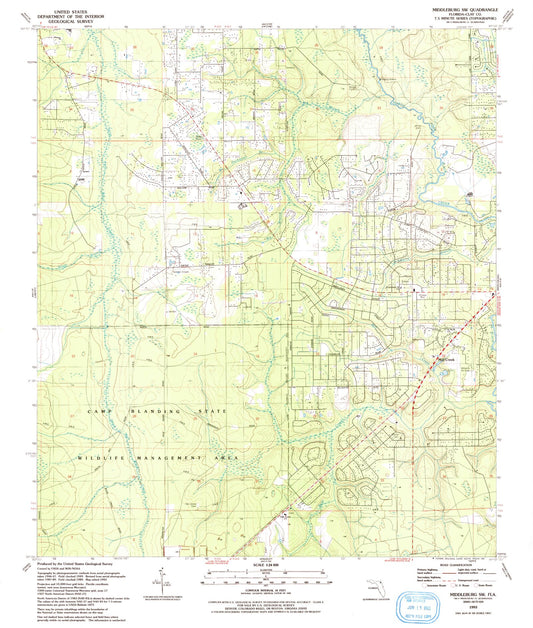 Classic USGS Middleburg SW Florida 7.5'x7.5' Topo Map Image
