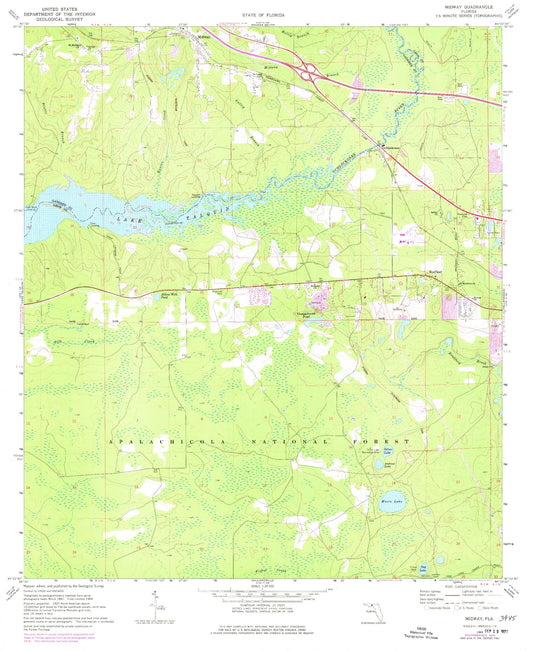 Classic USGS Midway Florida 7.5'x7.5' Topo Map Image