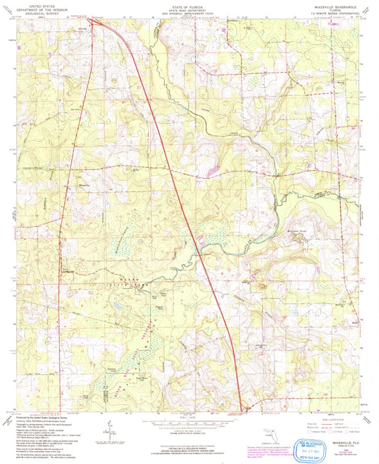 Classic USGS Mikesville Florida 7.5'x7.5' Topo Map Image