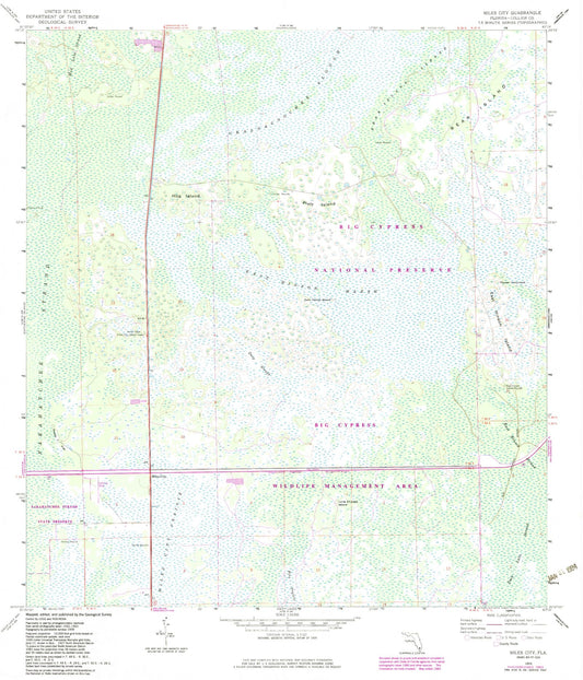 Classic USGS Miles City Florida 7.5'x7.5' Topo Map Image