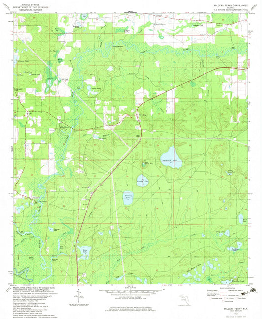 Classic USGS Millers Ferry Florida 7.5'x7.5' Topo Map Image