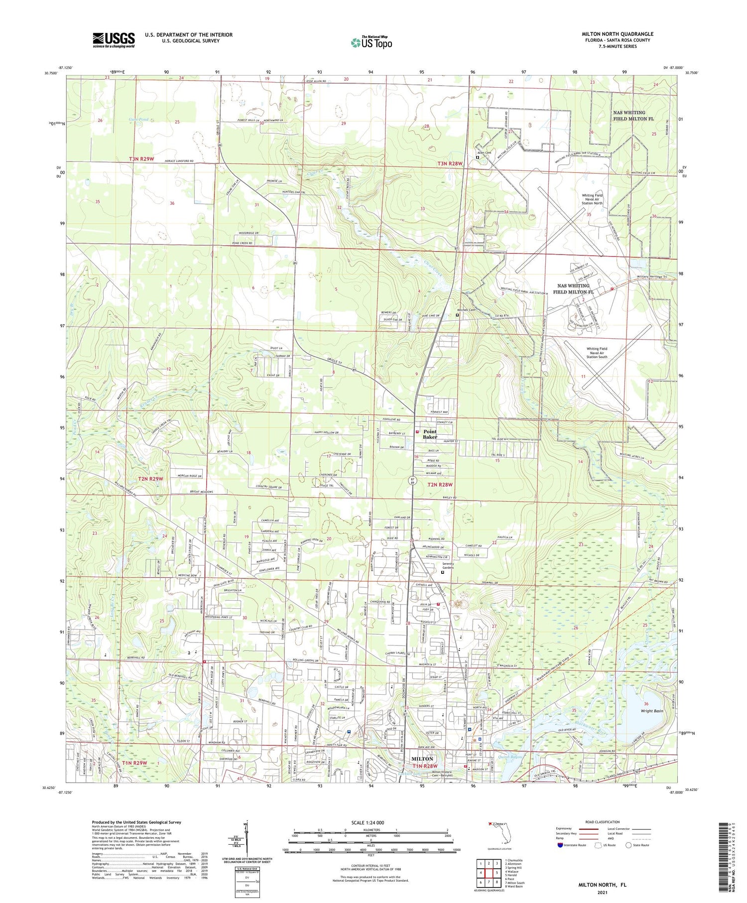 Milton North Florida US Topo Map Image