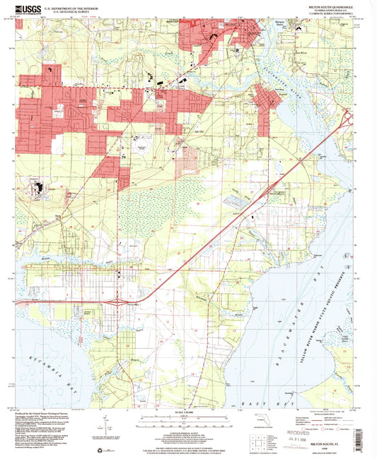 Classic USGS Milton South Florida 7.5'x7.5' Topo Map Image