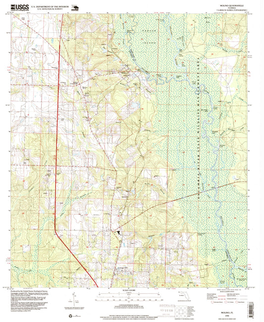 Classic USGS Molino Florida 7.5'x7.5' Topo Map Image