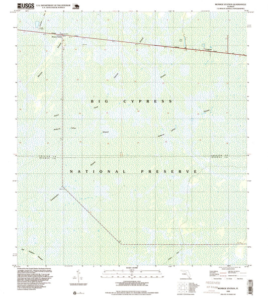 Classic USGS Monroe Station Florida 7.5'x7.5' Topo Map Image