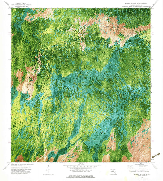 Classic USGS Monroe Station NE Florida 7.5'x7.5' Topo Map Image