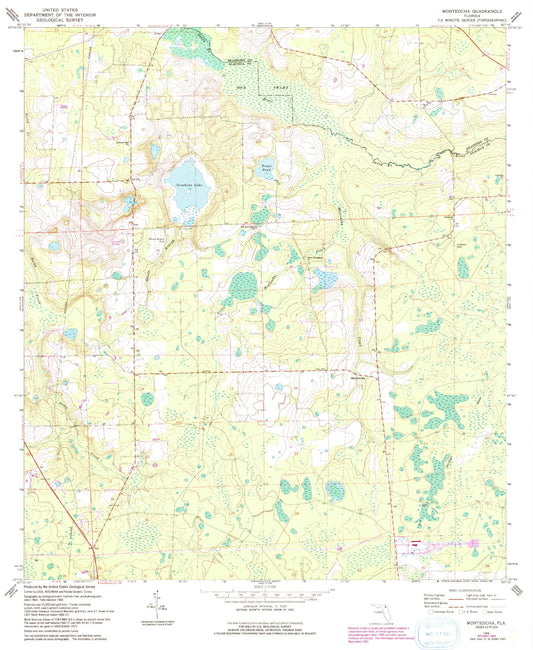 Classic USGS Monteocha Florida 7.5'x7.5' Topo Map Image