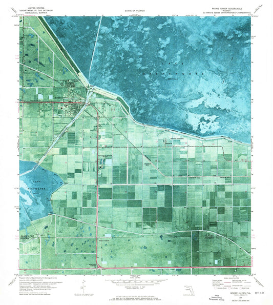 Classic USGS Moore Haven Florida 7.5'x7.5' Topo Map Image