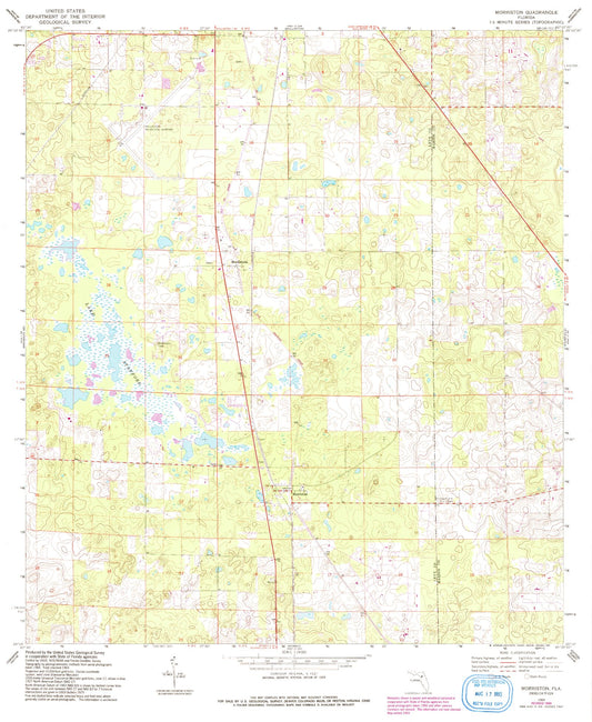 Classic USGS Morriston Florida 7.5'x7.5' Topo Map Image