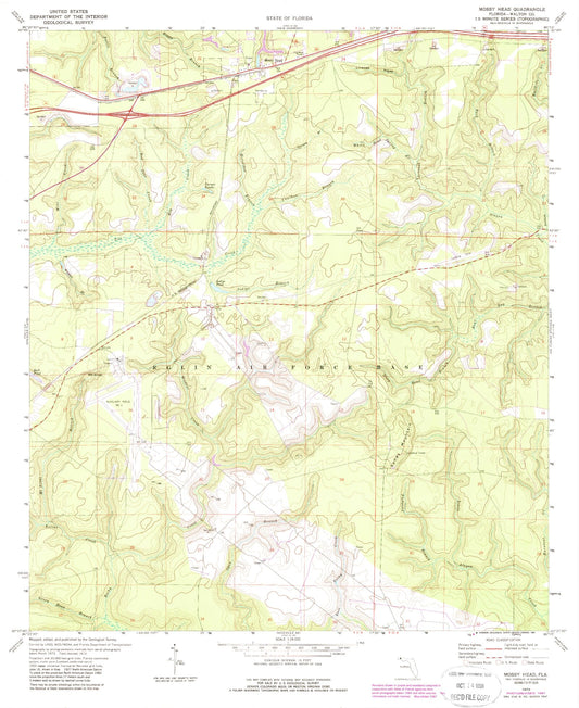 Classic USGS Mossy Head Florida 7.5'x7.5' Topo Map Image