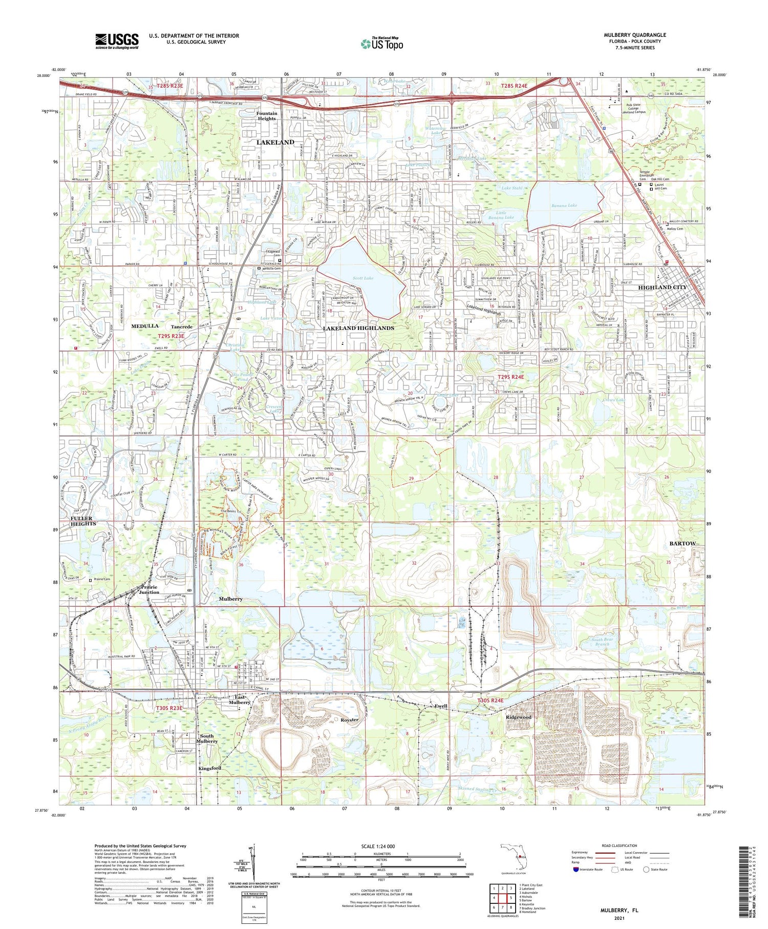Mulberry Florida US Topo Map Image