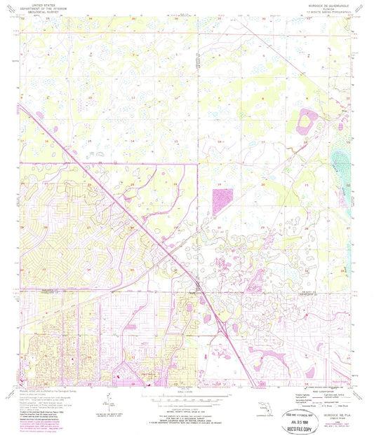 Classic USGS Murdock SE Florida 7.5'x7.5' Topo Map Image