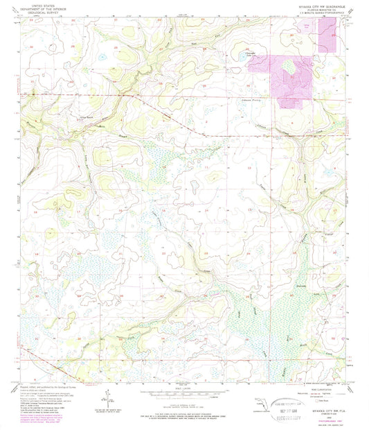 Classic USGS Myakka City NW Florida 7.5'x7.5' Topo Map Image