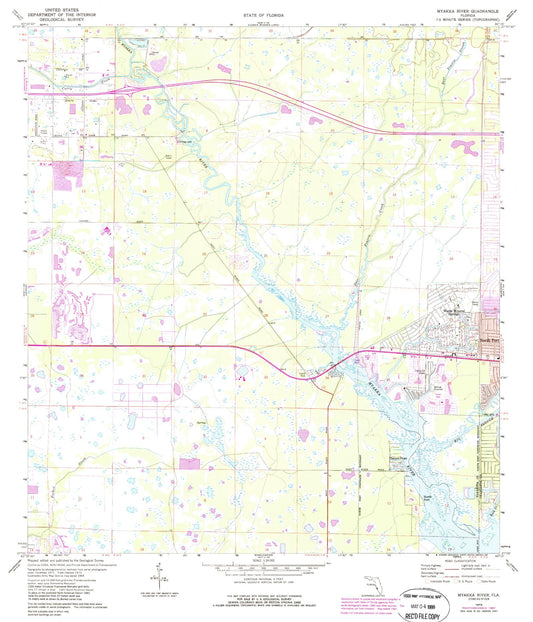 Classic USGS Myakka River Florida 7.5'x7.5' Topo Map Image