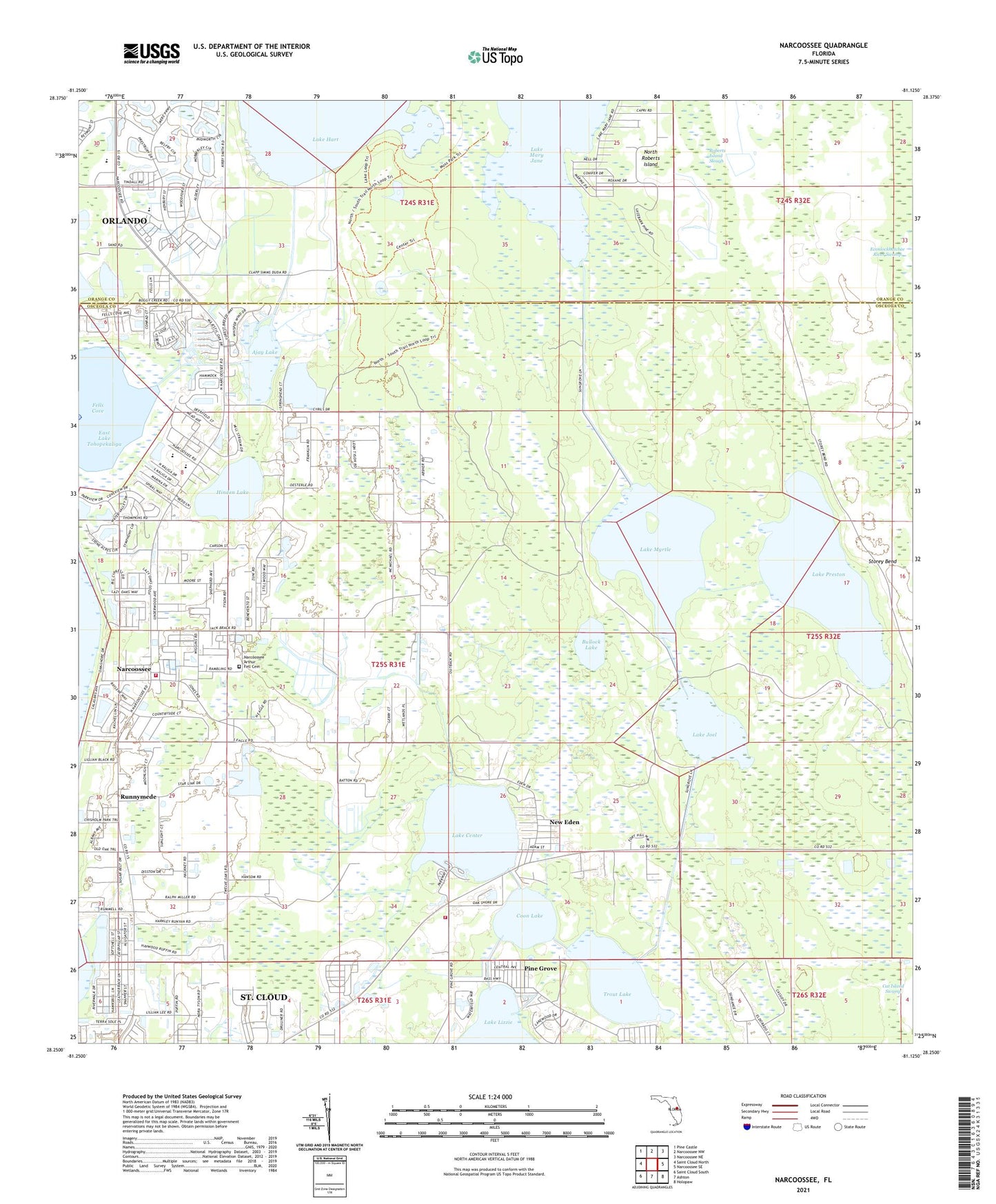 Narcoossee Florida US Topo Map Image