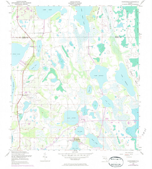 Classic USGS Narcoossee Florida 7.5'x7.5' Topo Map Image
