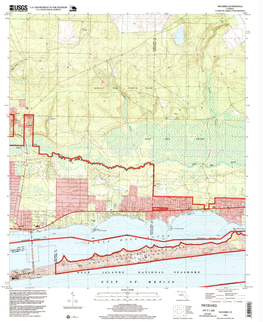 Classic USGS Navarre Florida 7.5'x7.5' Topo Map Image