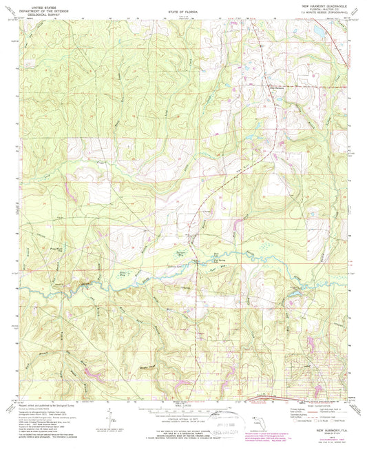 Classic USGS New Harmony Florida 7.5'x7.5' Topo Map Image