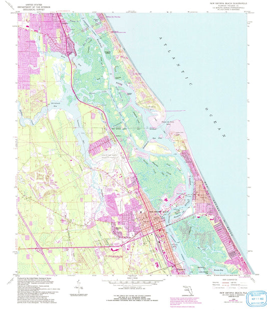 Classic USGS New Smyrna Beach Florida 7.5'x7.5' Topo Map Image