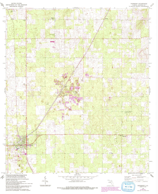 Classic USGS Newberry Florida 7.5'x7.5' Topo Map Image