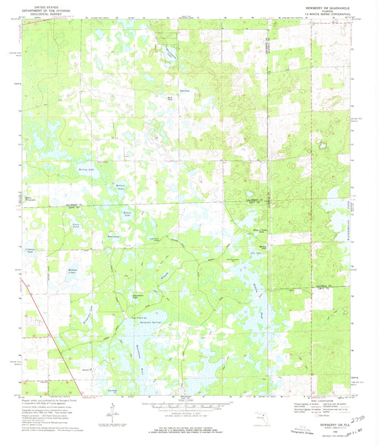 Classic USGS Newberry SW Florida 7.5'x7.5' Topo Map Image