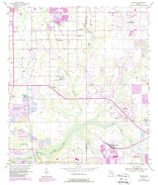 Classic USGS Nichols Florida 7.5'x7.5' Topo Map Image