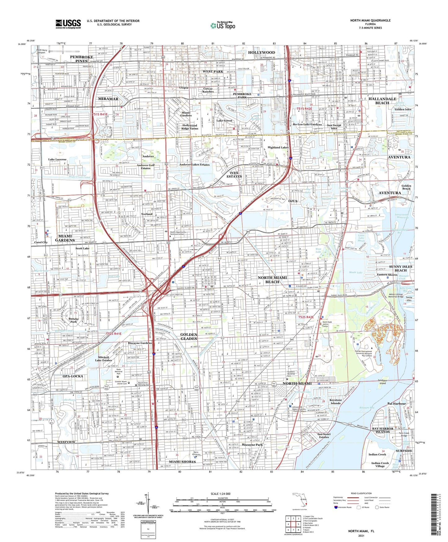 North Miami Florida US Topo Map Image
