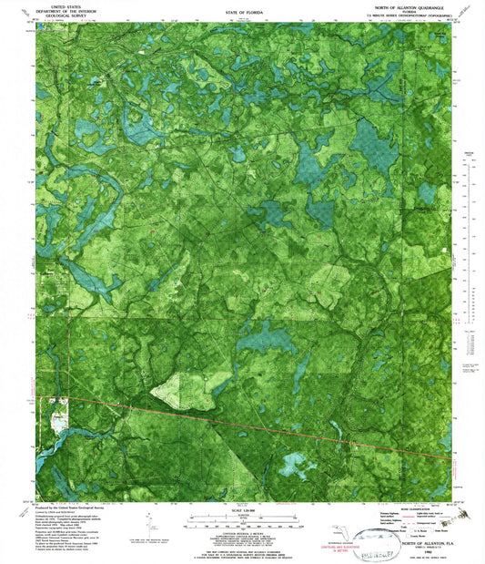 Classic USGS North of Allanton Florida 7.5'x7.5' Topo Map Image