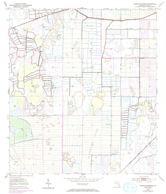 Classic USGS North of Bluefield Florida 7.5'x7.5' Topo Map Image