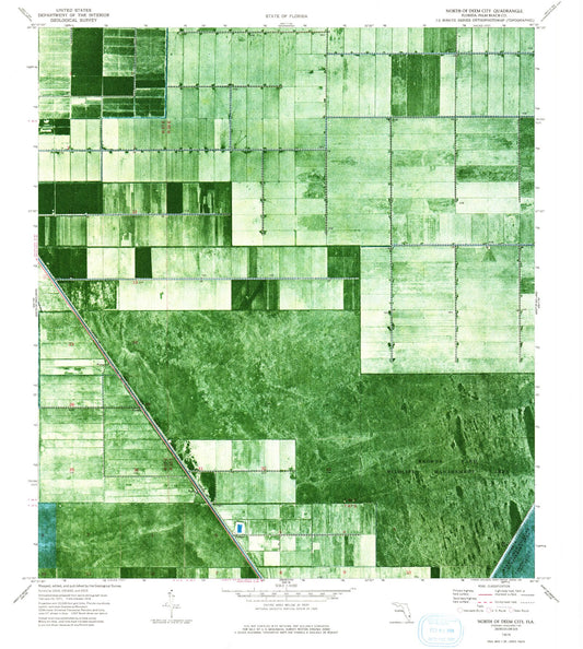 Classic USGS North of Deem City Florida 7.5'x7.5' Topo Map Image