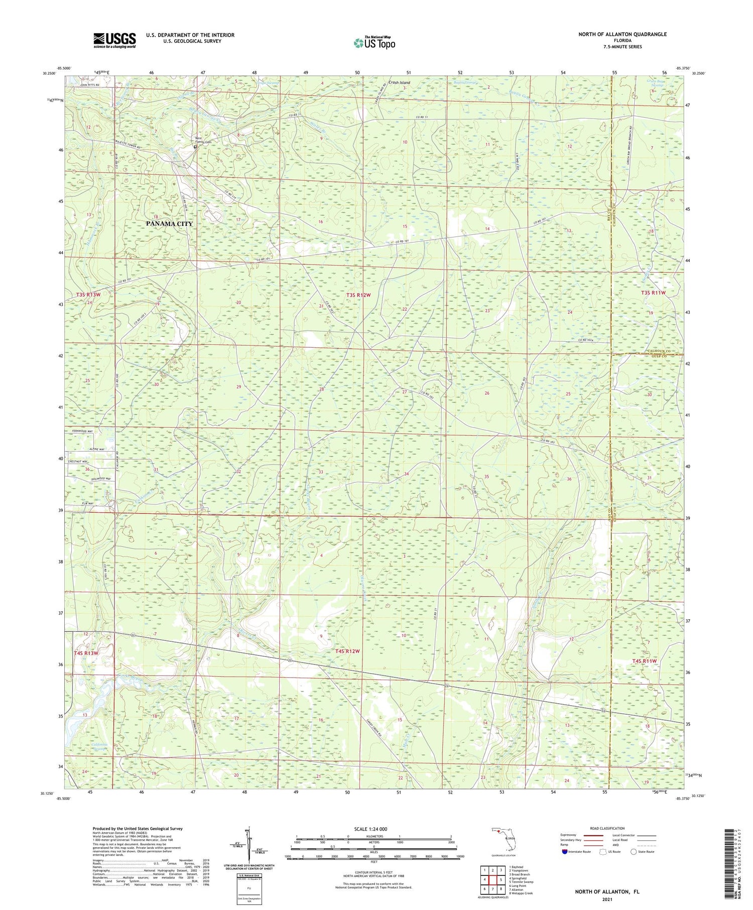North of Allanton Florida US Topo Map Image