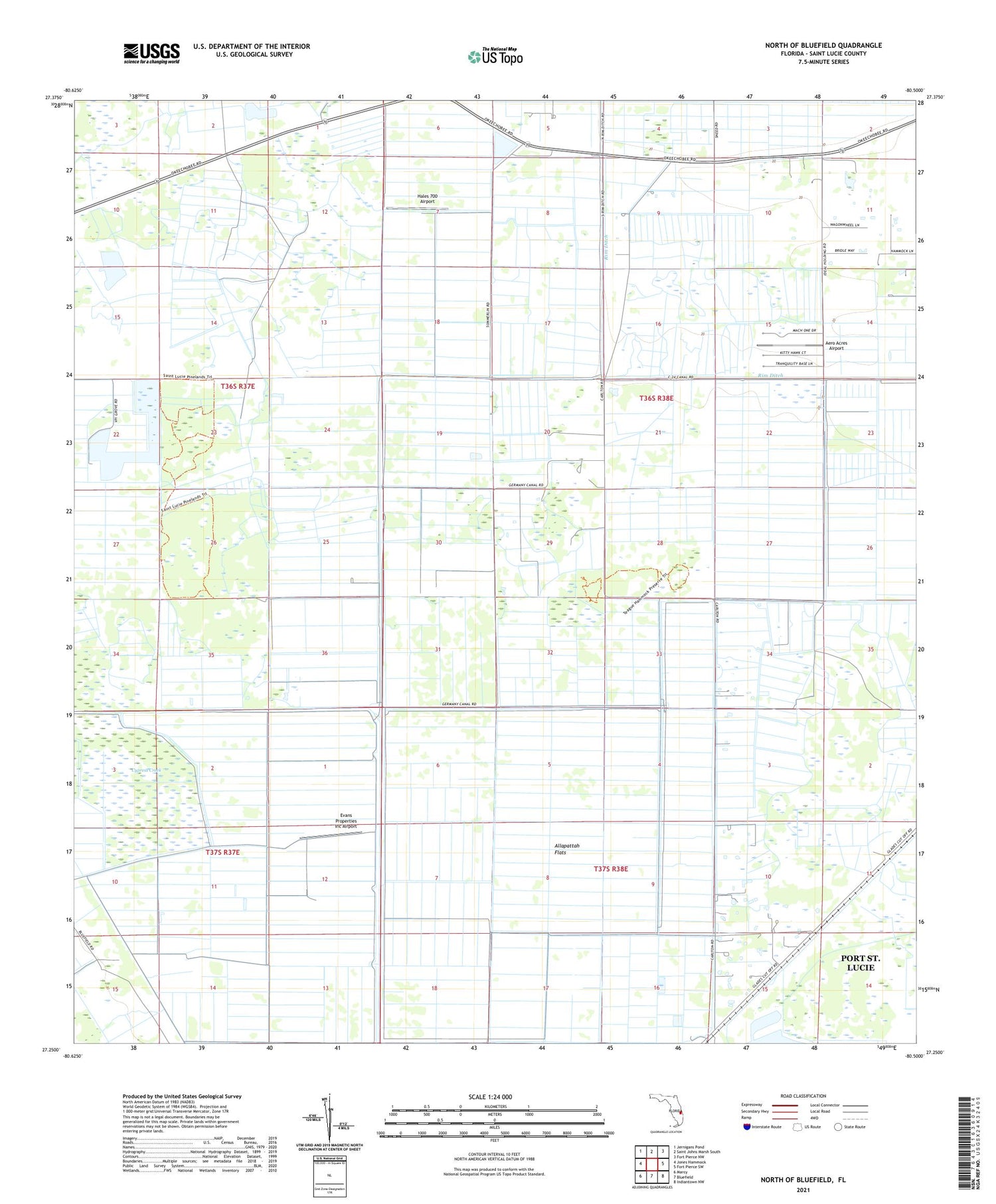 North of Bluefield Florida US Topo Map Image