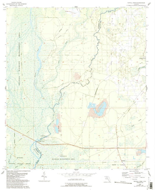 Classic USGS Nutall Rise Florida 7.5'x7.5' Topo Map Image