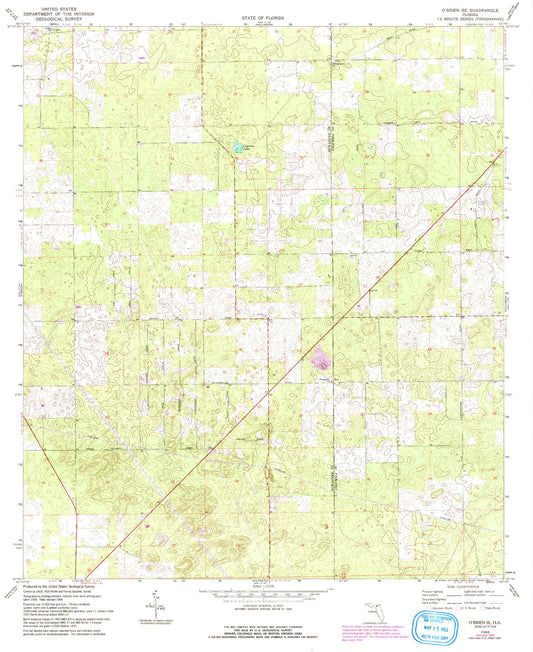 Classic USGS O'Brien SE Florida 7.5'x7.5' Topo Map Image