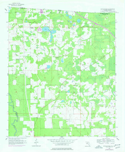 Classic USGS Octahatchee Florida 7.5'x7.5' Topo Map Image