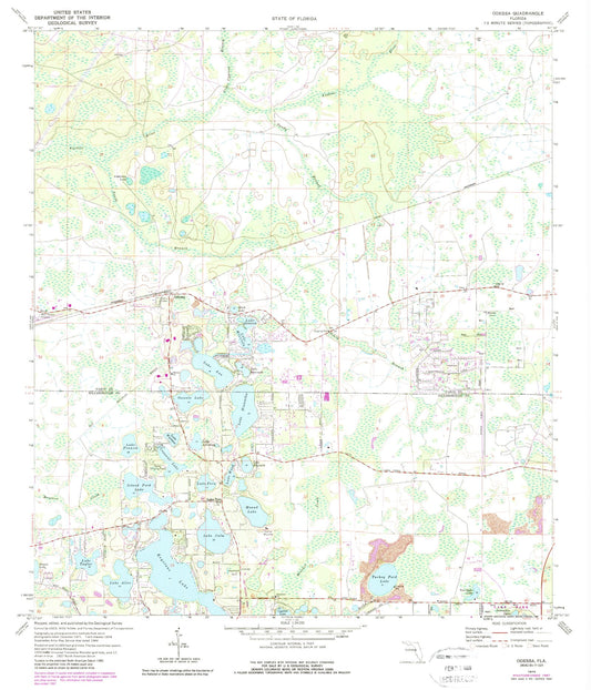 Classic USGS Odessa Florida 7.5'x7.5' Topo Map Image