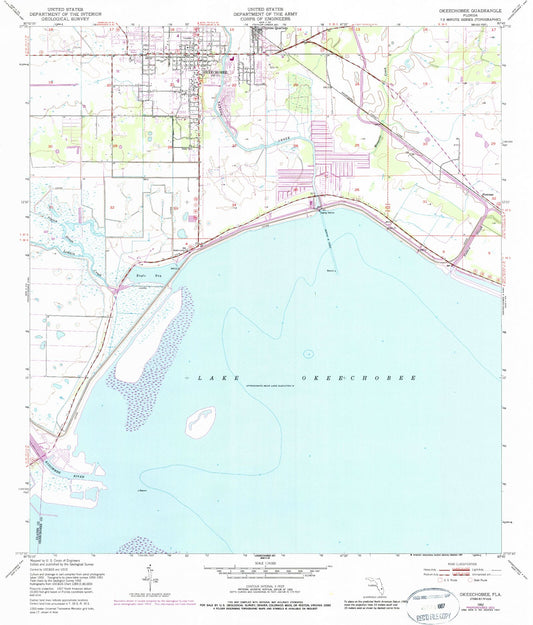Classic USGS Okeechobee Florida 7.5'x7.5' Topo Map Image