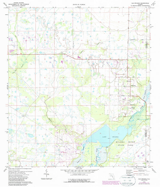 Classic USGS Old Myakka Florida 7.5'x7.5' Topo Map Image