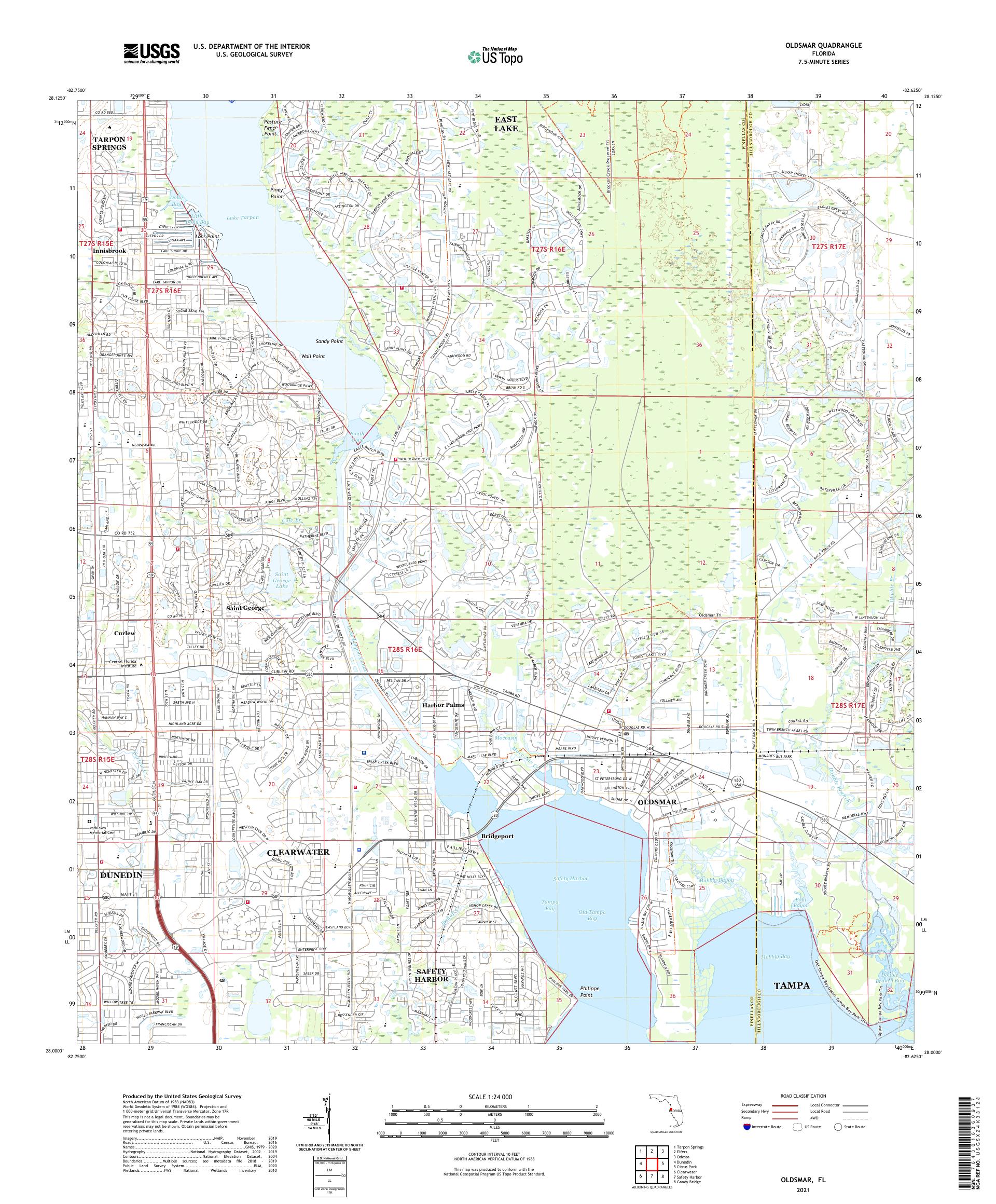 Oldsmar Florida US Topo Map – MyTopo Map Store