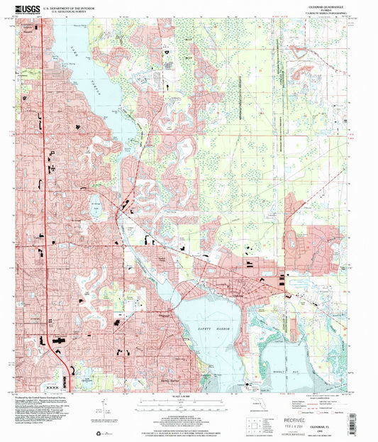 Classic USGS Oldsmar Florida 7.5'x7.5' Topo Map Image