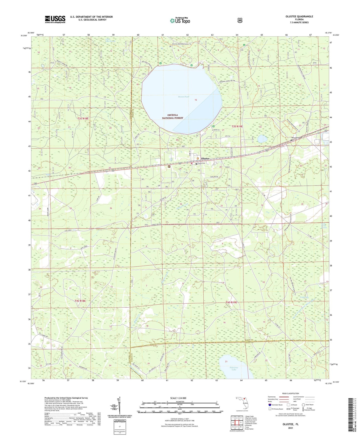 Olustee Florida US Topo Map Image