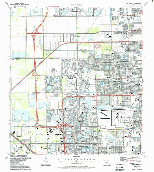 Classic USGS Opa-locka Florida 7.5'x7.5' Topo Map Image