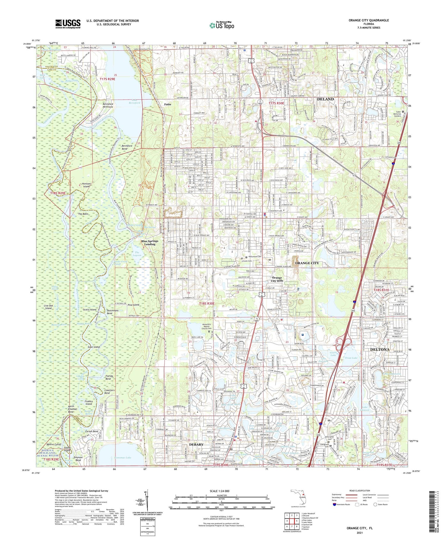 Orange City Florida US Topo Map Image