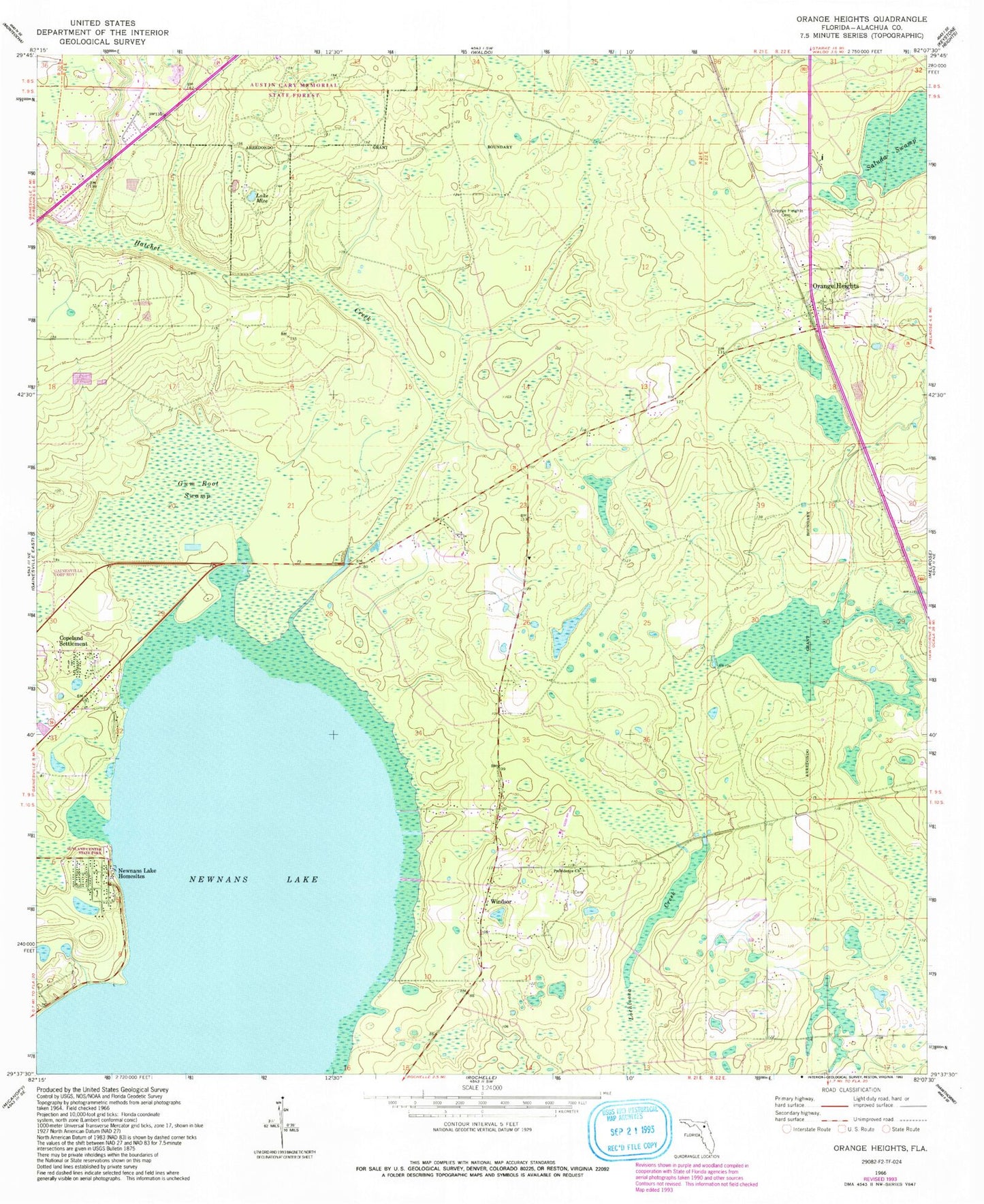 Classic USGS Orange Heights Florida 7.5'x7.5' Topo Map Image