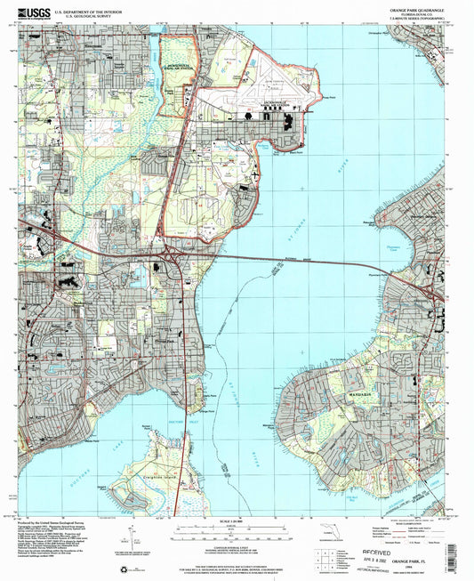Classic USGS Orange Park Florida 7.5'x7.5' Topo Map Image