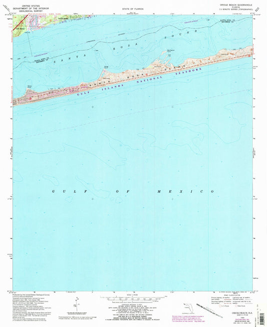 Classic USGS Oriole Beach Florida 7.5'x7.5' Topo Map Image